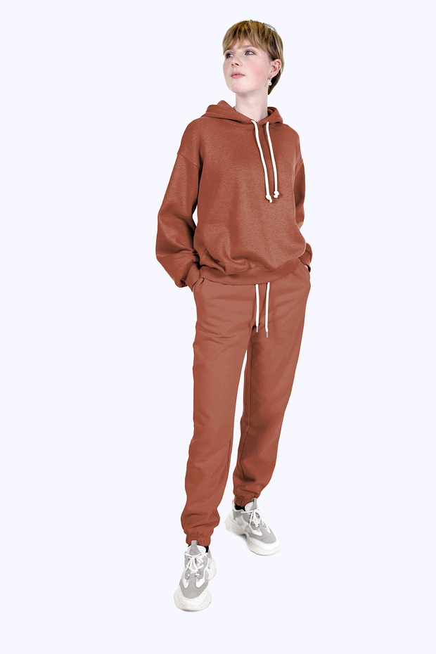 Jogging fabric Unicolour Brique