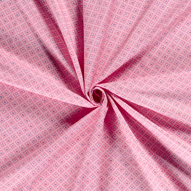 Cotton Poplin fabric Light Pink printed 
