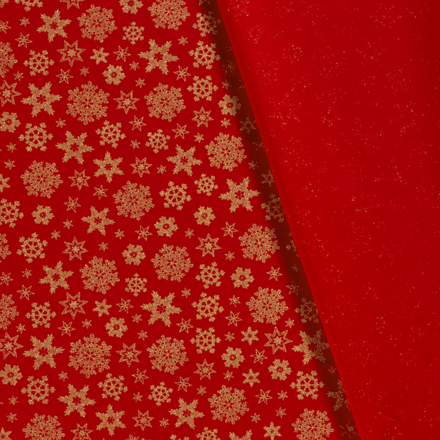 Cotton Poplin fabric Christmas stars printed and foil 