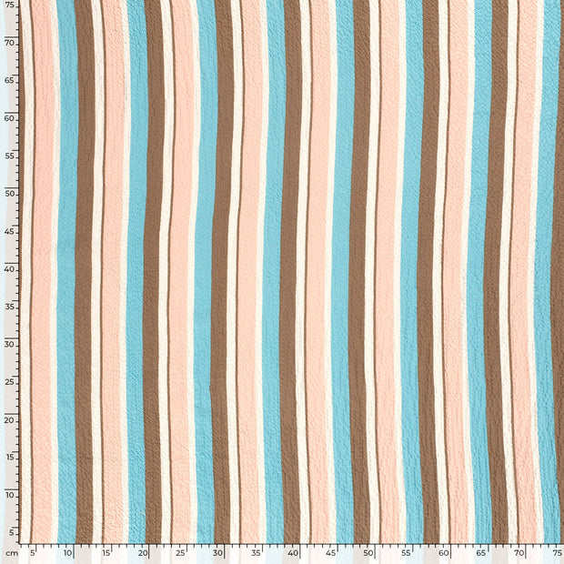 Viscose Bubble fabric Stripes Baby Blue
