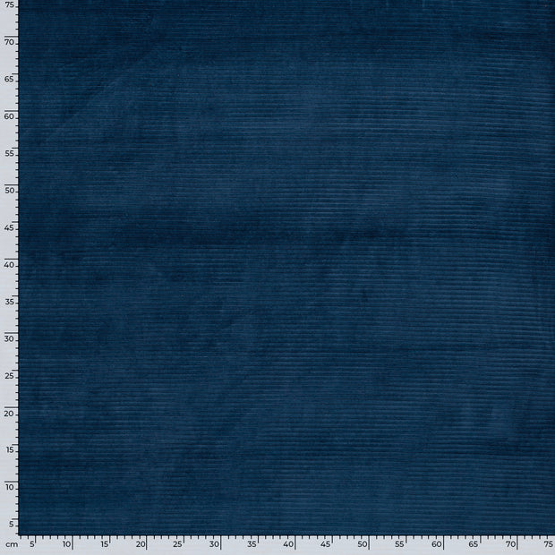 Nicky Velours Rib tissu Unicolore Bleu acier