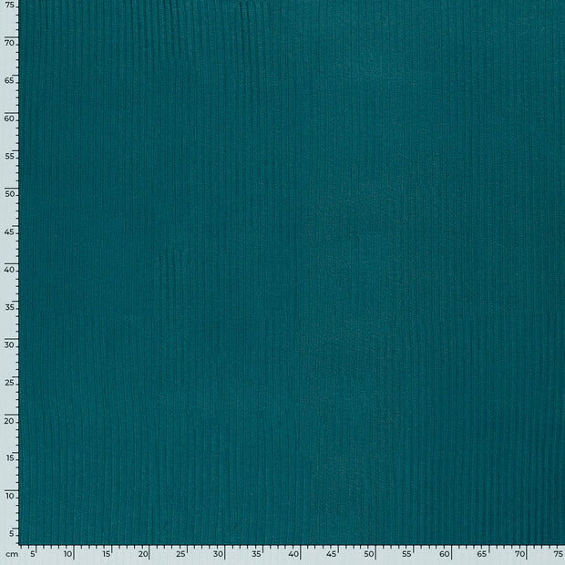 Rib Jersey tissu Unicolore Bleu Canard