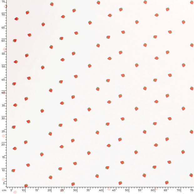 Cotton Poplin fabric Fruits Optical White