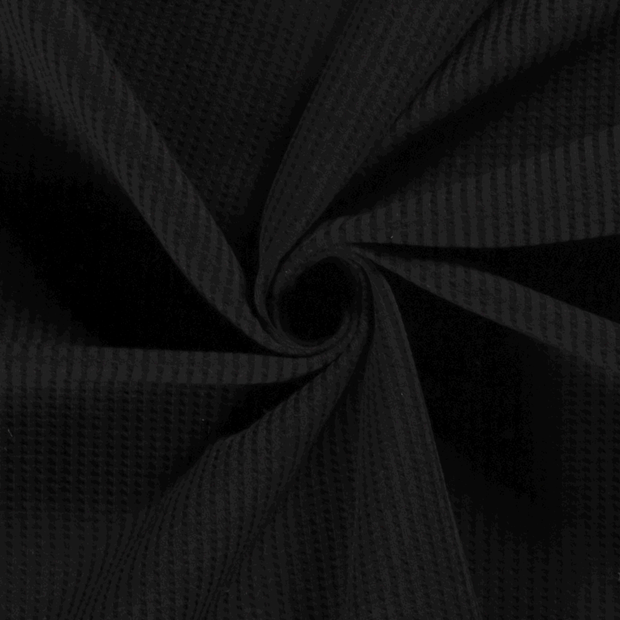 Gauffré Jersey tissu Unicolore Noir