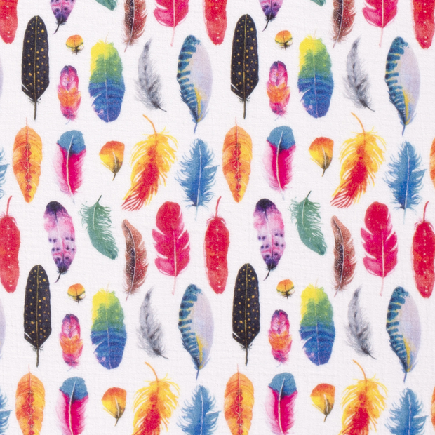 Double gaze tissu Plumes Blanc