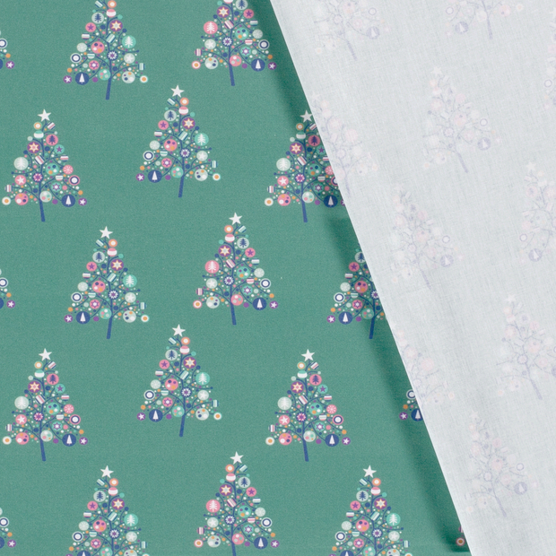Cotton Poplin fabric Christmas snowflakes printed 