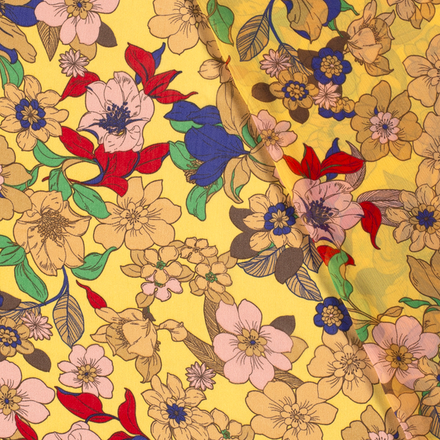 Chiffon fabric Flowers printed 