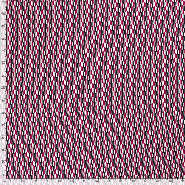 Woven Viscose Stretch fabric Abstract Fuchsia