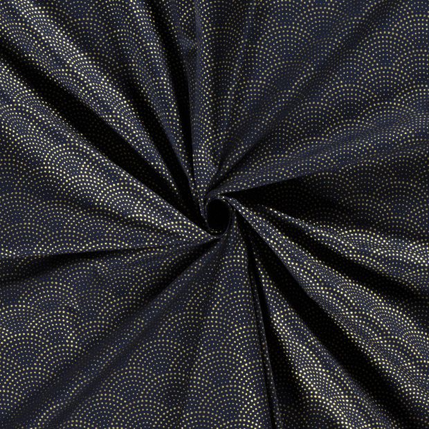 Cotton Poplin fabric Navy printed and foil 