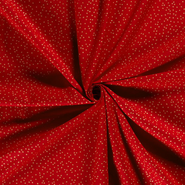 Cotton Poplin fabric Red printed and foil 