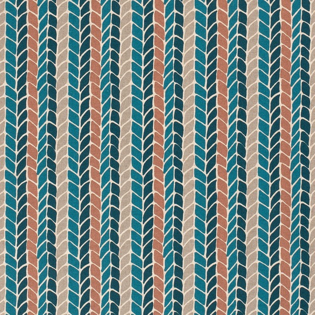 Aspect Lin tissu chevron Bleu Canard