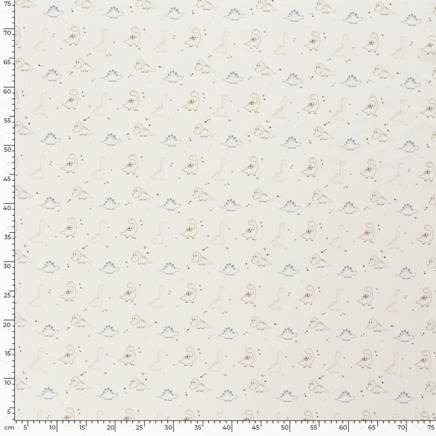 Jersey de Coton tissu dinosaures Blanc cassé