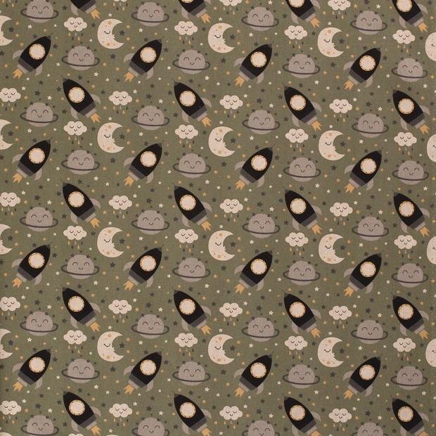 Linen Look fabric Olive Green matte 