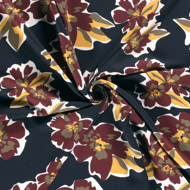 Viscose Twill fabric Navy printed 