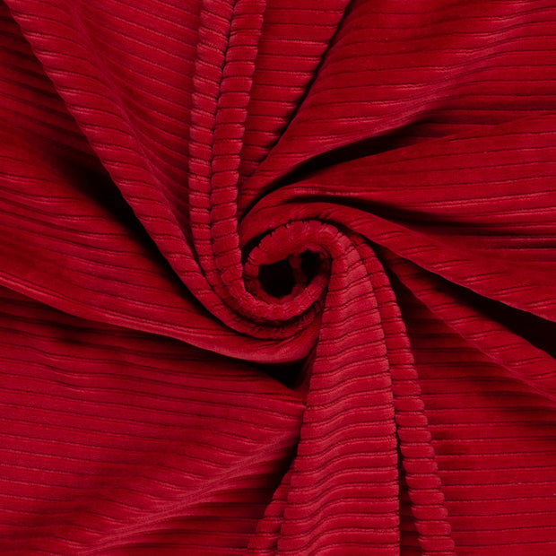 Nicky Velours Rib fabric Unicolour Dark Red