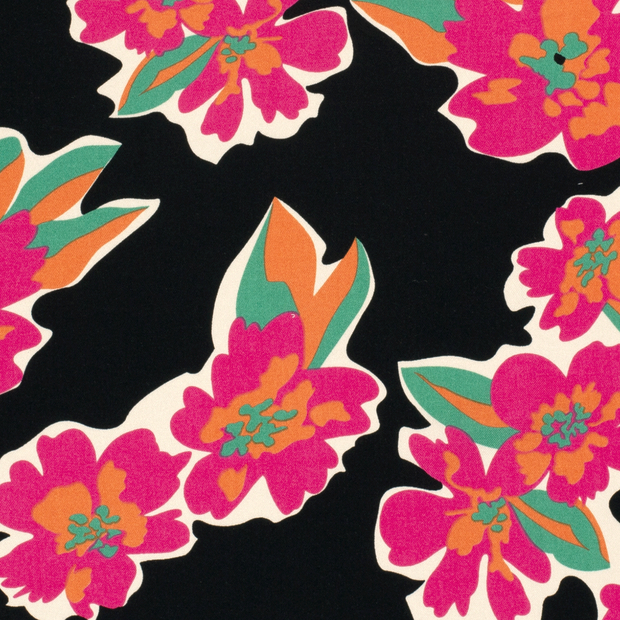 Viscose Twill fabric Abstract Fuchsia