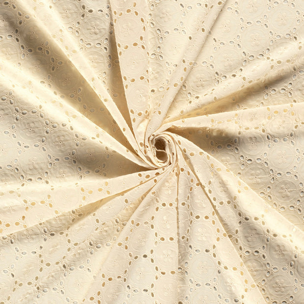Voile fabric Beige embroidered 