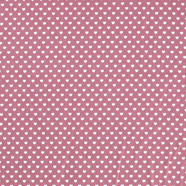Cotton Poplin fabric Hearts Old Pink