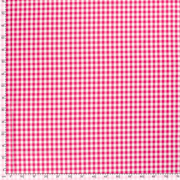Cotton Poplin Yarn Dyed fabric Checks Fuchsia
