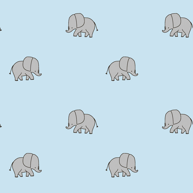 Popeline de Coton tissu éléphants Bleu bébé