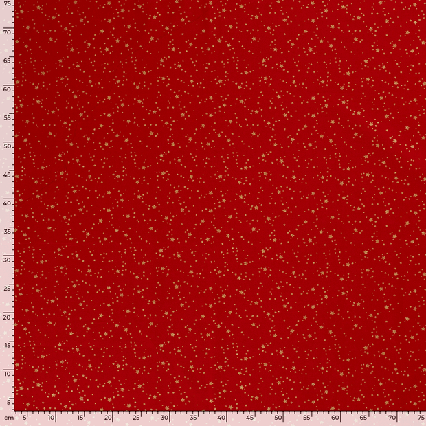 Cotton Poplin fabric Christmas stars Red