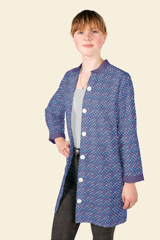 Cotton Poplin fabric Abstract Steel Blue