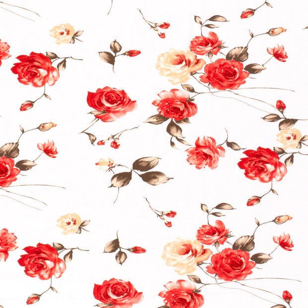 Cotton Jersey fabric Roses Red