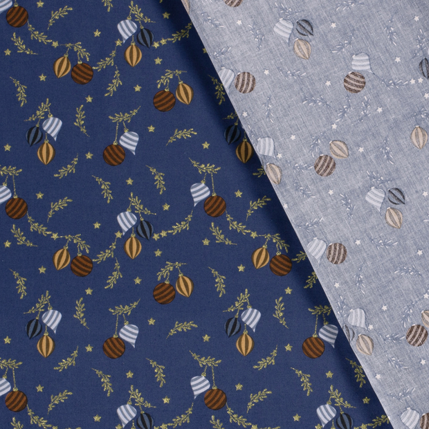 Cotton Poplin fabric Christmas printed and foil 