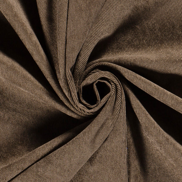 Babycord Stretch 21w fabric Unicolour Brown