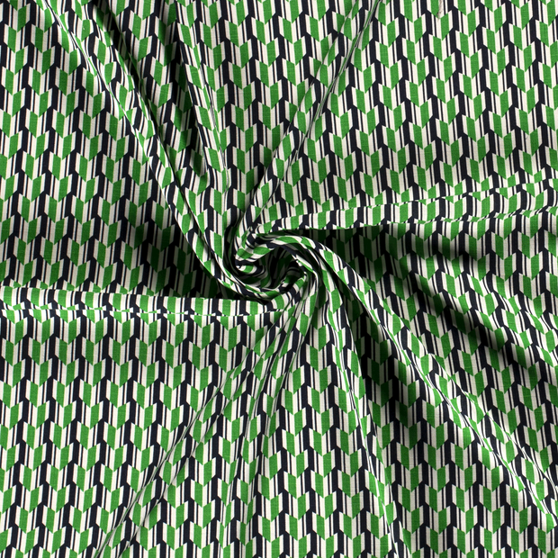 Woven Viscose Stretch fabric Green printed 