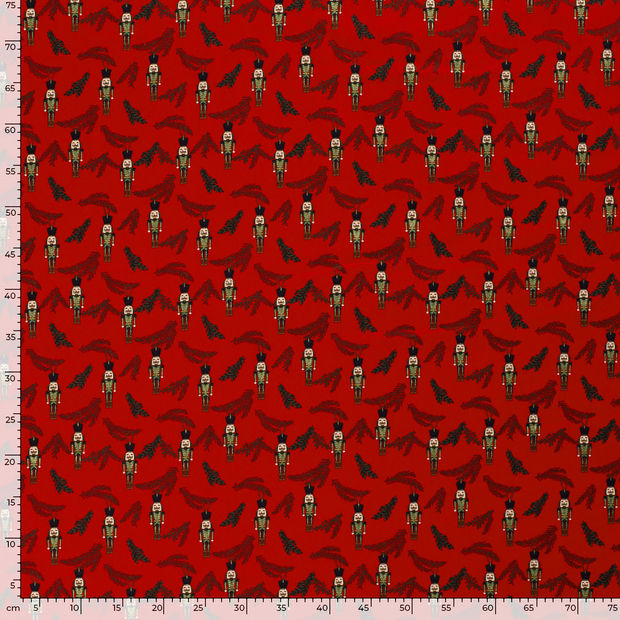 Cotton Poplin fabric Christmas ornaments Red