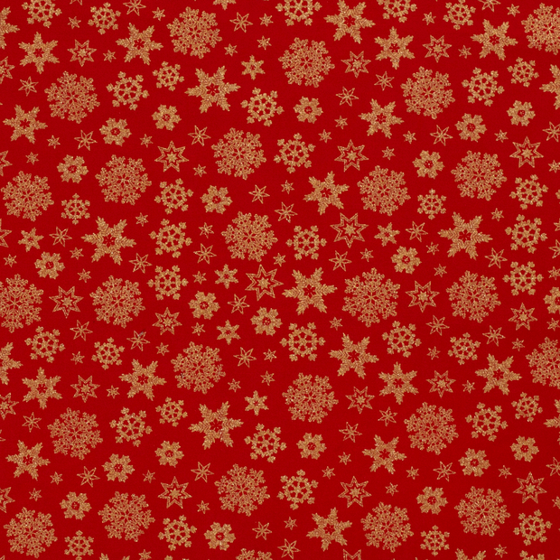 Cotton Poplin fabric Christmas stars Red