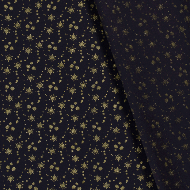 Cotton Poplin fabric Christmas stars printed and foil 