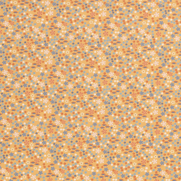 Cotton Poplin fabric Millefleurs Orange