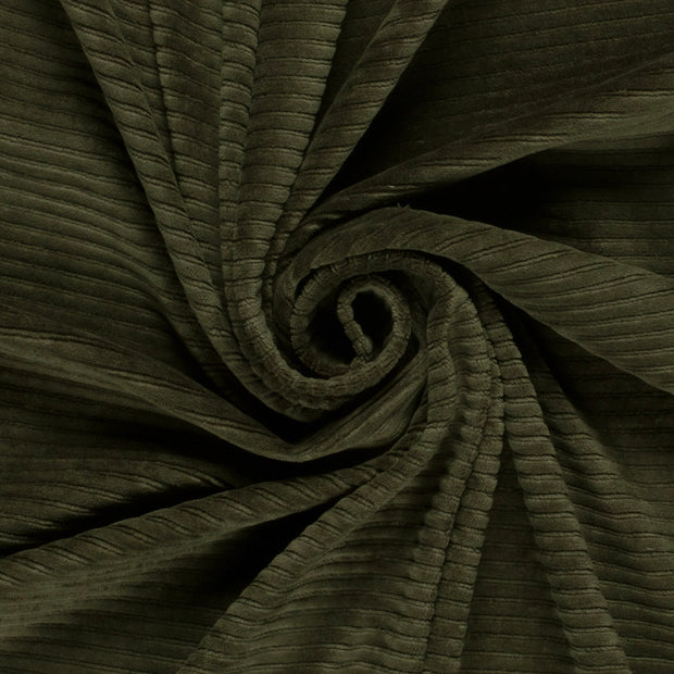 Nicky Velours Rib fabric Unicolour Khaki Green