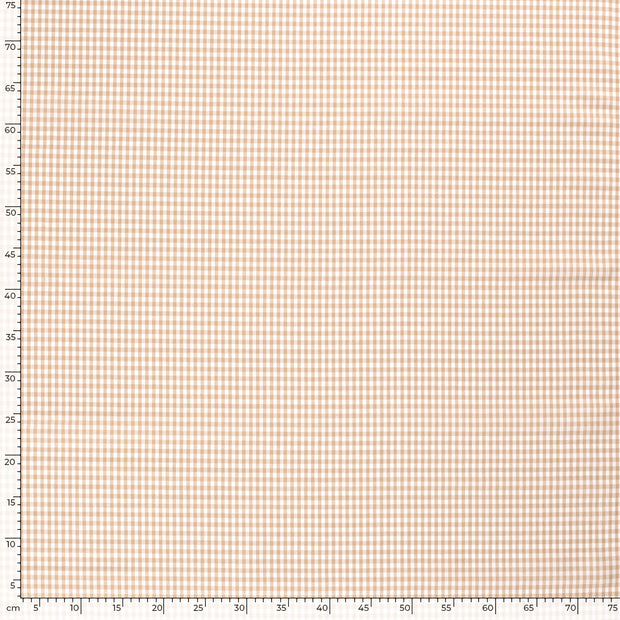 Cotton Poplin Yarn Dyed fabric Checks Camel