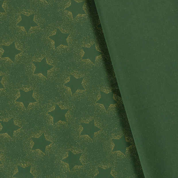 Cotton Poplin fabric Christmas stars printed and foil 