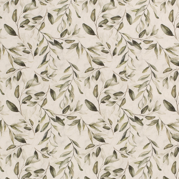 Panama BCI Cotton fabric Leaves White
