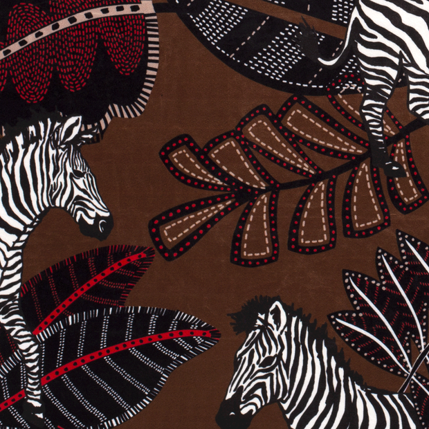 Fluweel stof Zebra's Bruin