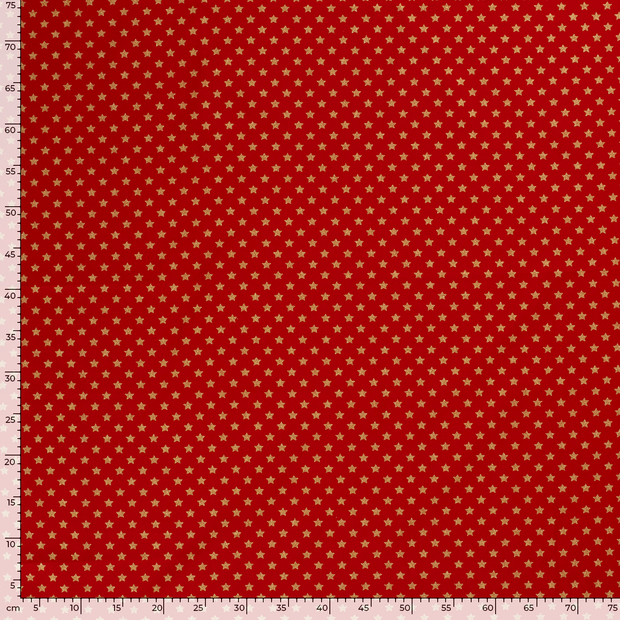 Cotton Poplin fabric Christmas stars Red