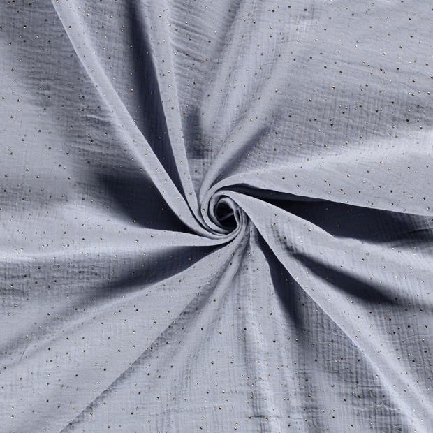 Muslin fabric Baby Blue foiled 