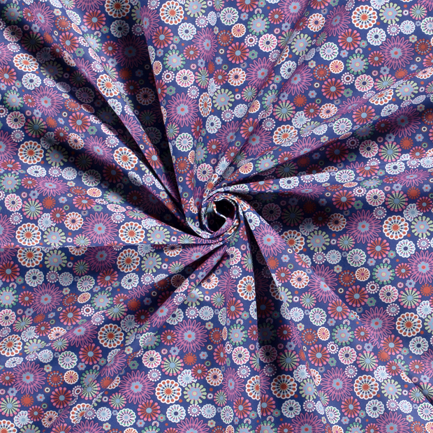 Cotton Poplin fabric Cobalt printed 
