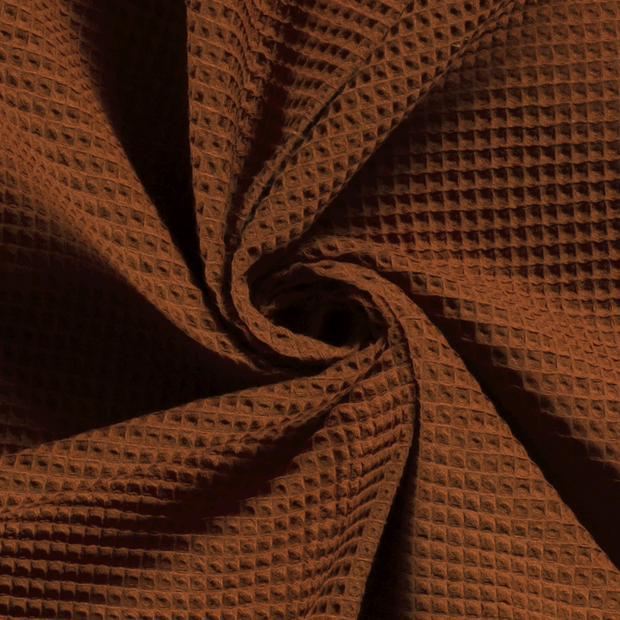 Waffle piqué fabric Unicolour Brique