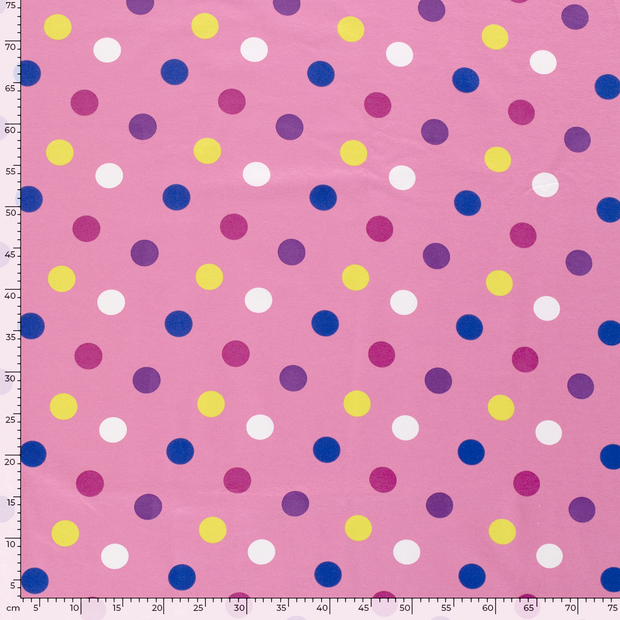 French Terry fabric Dots Pink