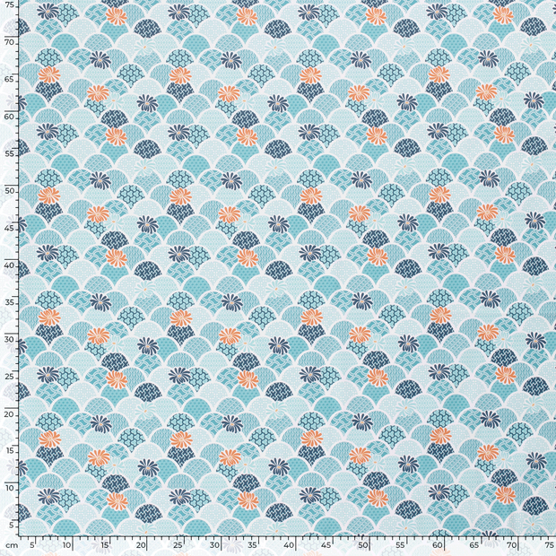 Cotton Poplin fabric Abstract Petrol