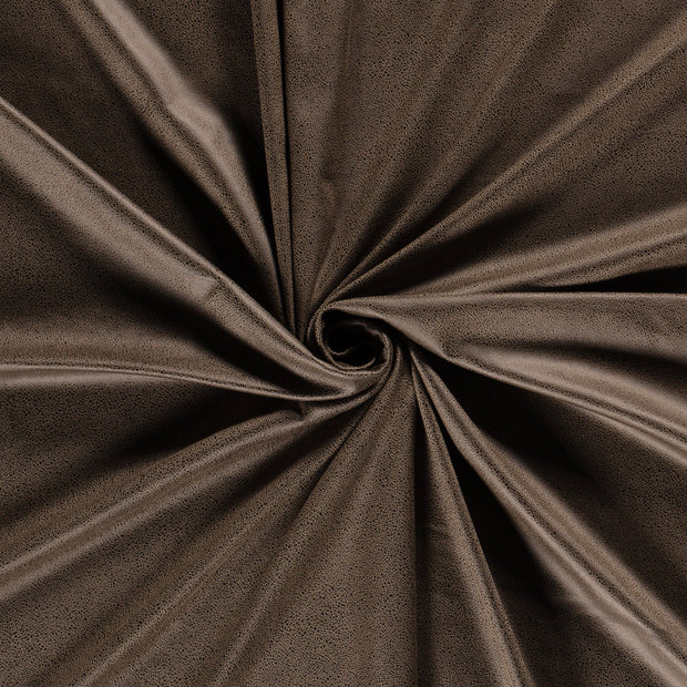 Suede leather fabric Taupe Grey foiled 