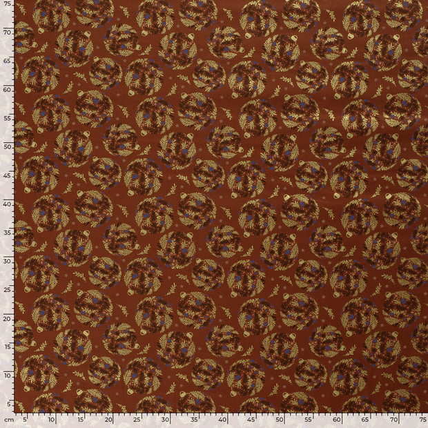Cotton Poplin fabric Christmas Brique