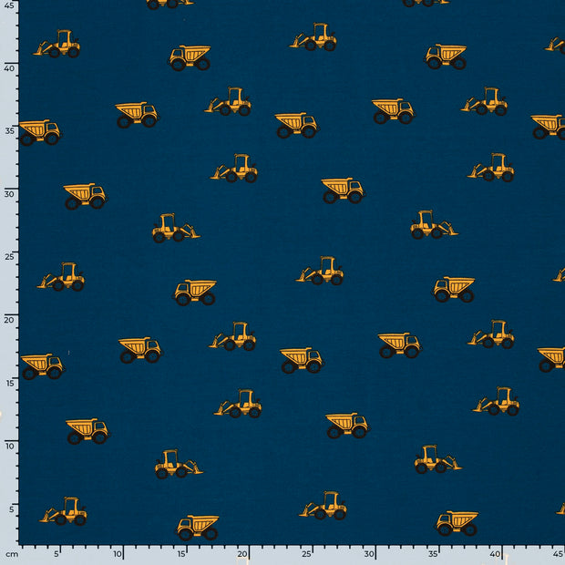 Cotton Jersey fabric Tractors Navy
