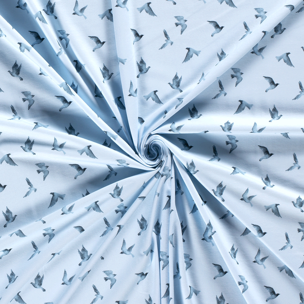 Cotton Jersey fabric Baby Blue digital printed 