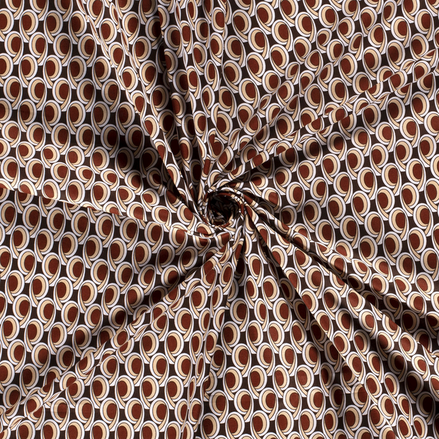 Cotton Poplin fabric Brown printed 